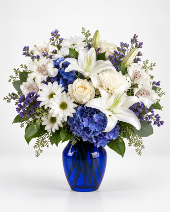 Elegant Blue Vase Bouquet