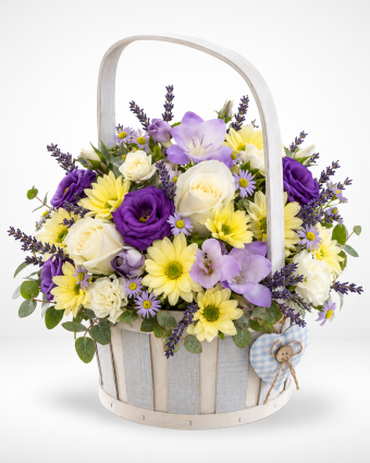 Pastel Flower Basket with Heart Charm