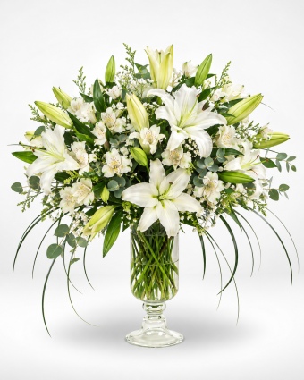 Elegant White Lily Pedestal Bouquet