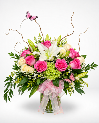 Elegant Pink Butterfly Lily Bouquet