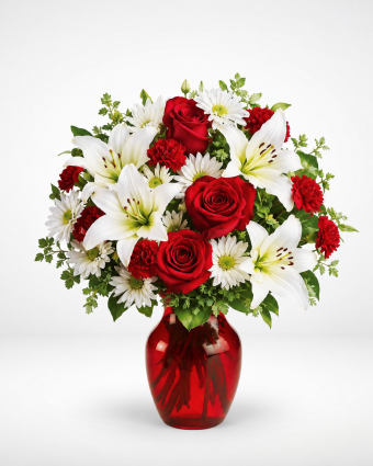 Red Glass Vase Bouquet