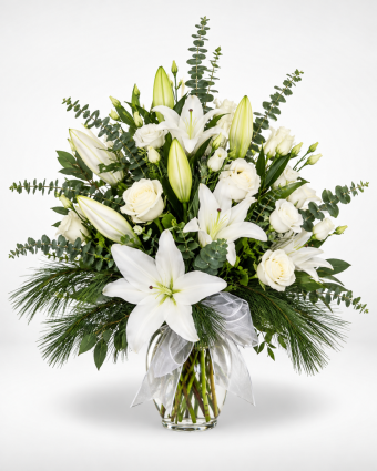 Elegant White Lily and Rose Bouquet (1)