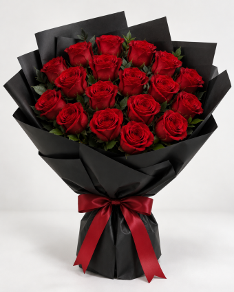 Elegant Bouquet of 18 Red Roses