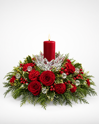 Elegant Christmas Floral Candle Centrepiece (1)
