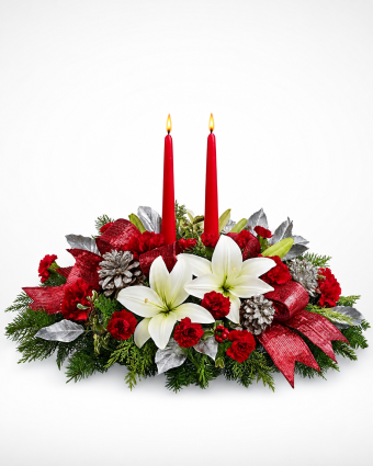 Festive Red Candle Christmas Centrepiece (2)