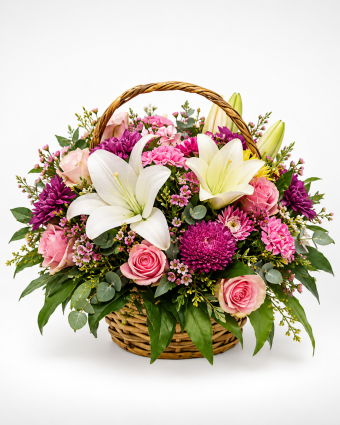 Lush Wicker Basket Flower Bouquet