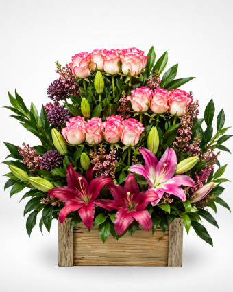Vibrant Pink and Magenta Flower Crate