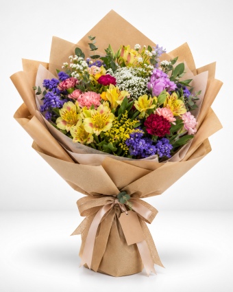 Rustic Mixed Flower Bouquet on White
