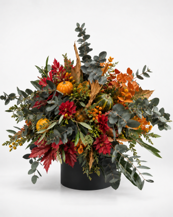 Autumn Harvest Bouquet with Two Gourds
