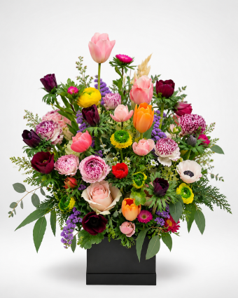 Vibrant Garden Bouquet in Black Box