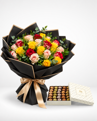 Luxury Rose Bouquet and Truffle Box