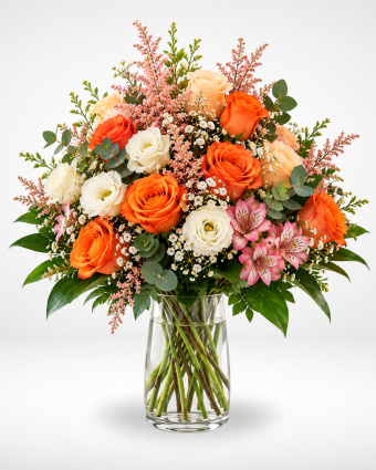 Elegant Orange and Peach Rose Bouquet