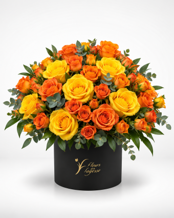 Golden Rose Dome in Black Hatbox