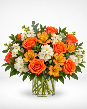 Vibrant Orange and White Floral Bouquet (1)