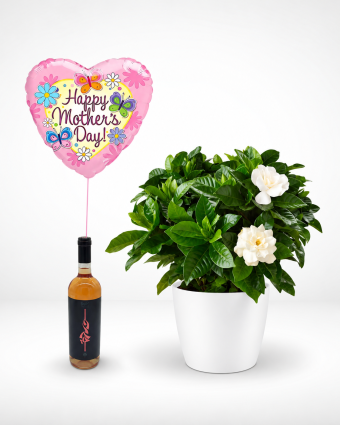 Mother’s Day Balloon, Bottle and Gardenia Gift Set