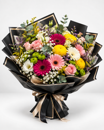 Luxurious Black and Gold Floral Bouquet