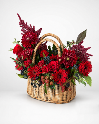 Winter Berry & Velvet Basket